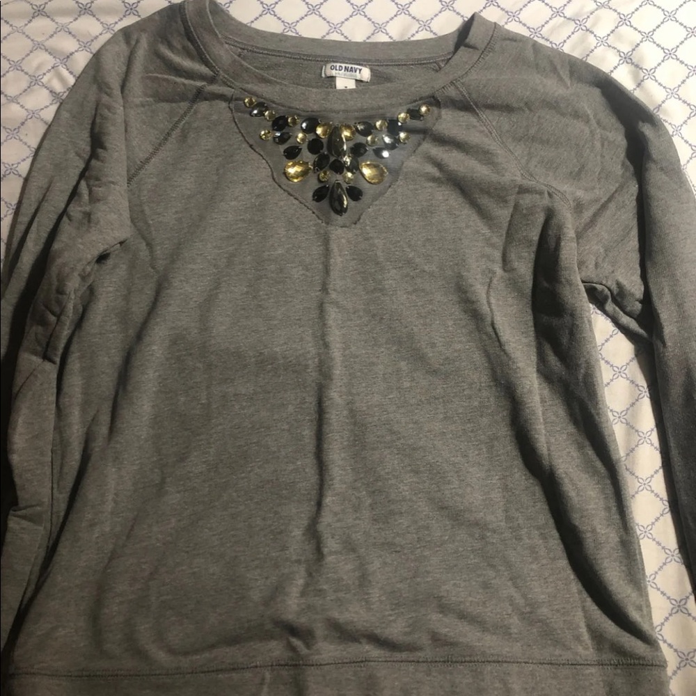 Grey jeweled sweatshirt